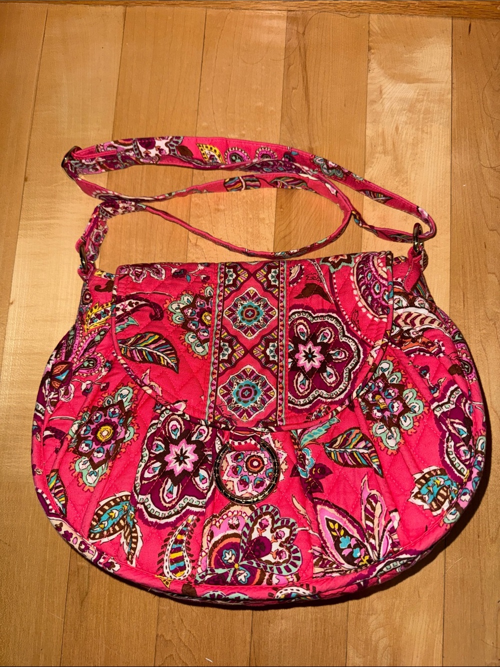 Vera Bradley Woman's Saddle Up Handbag Call Me Coral Crossbody Great Condition